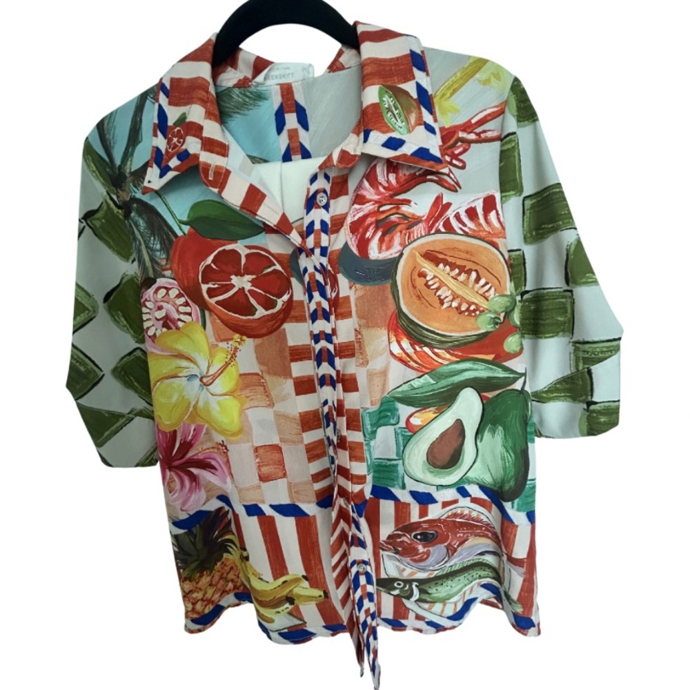 Colorful Patterned Women's Shirt & Pant Set